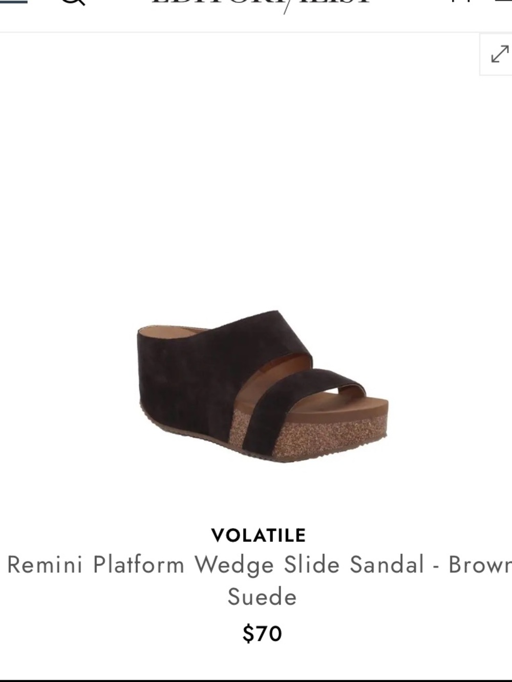 Volatile Remini Platform Wedge Slide Sandal - Dark Brown Suede